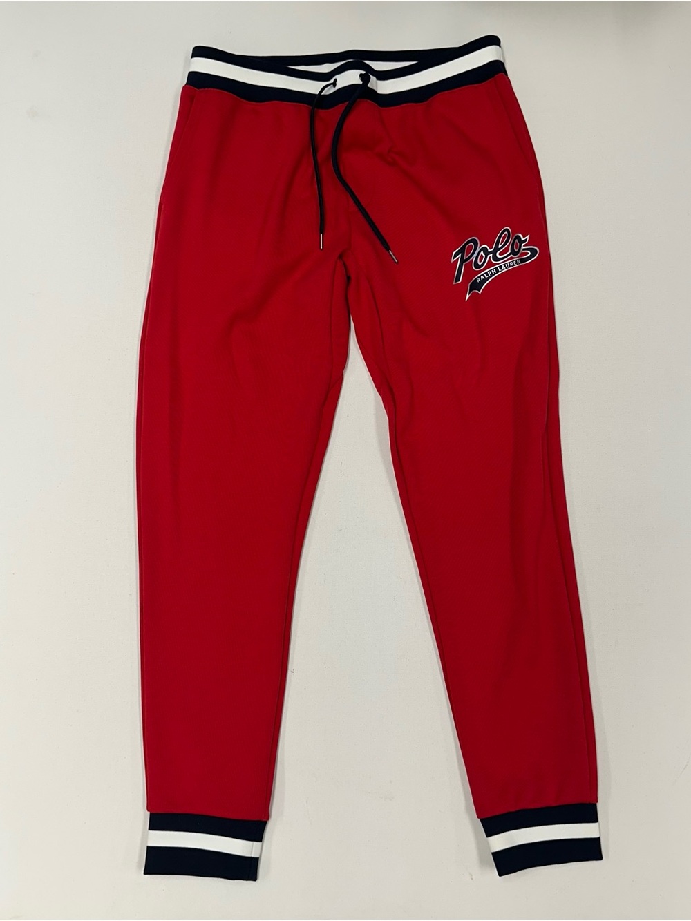 Polo Ralph Lauren Double-Knit Jogger Pants Red Tapered Sweatpants Mens Medium